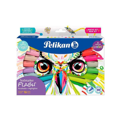 Resaltador Pelikan Textmarker Flash Búho 16 Colores Surtidos