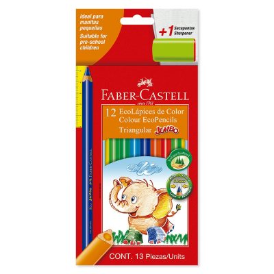 Colores Faber-Castell Jumbo Triangular Largos x 12 Unidades