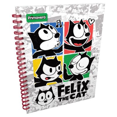 Cuaderno argollado grande pasta dura 5 materias El gato felix– Primavera