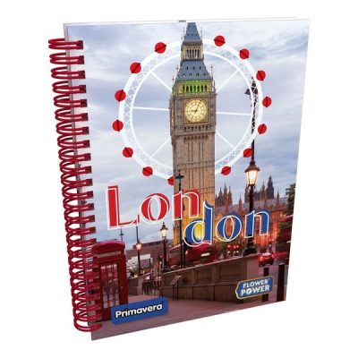 Cuaderno argollado pasta dura 5 materias London - Primavera