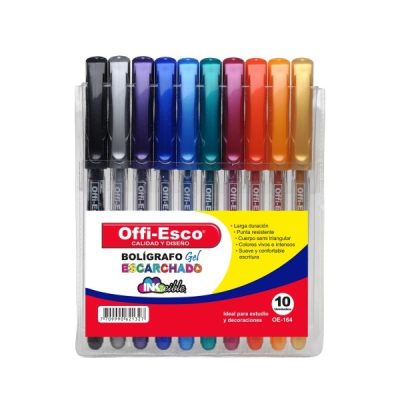 Bolígrafo Gel Escarchado Estuche X10 - Offi-Esco