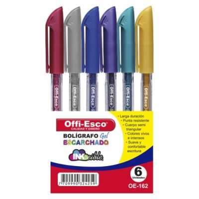 Bolígrafo Gel Escarchado Estuche X6 - Offi-Esco