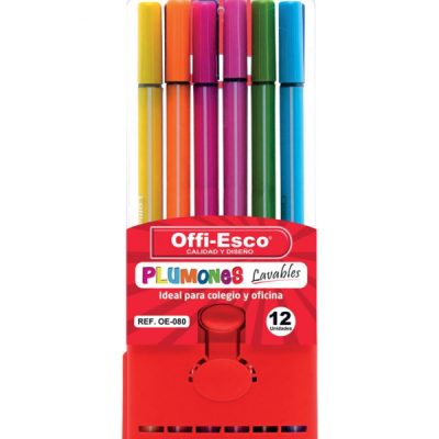 Plumones lavables triangulares estuche x12 - Offi -Esco