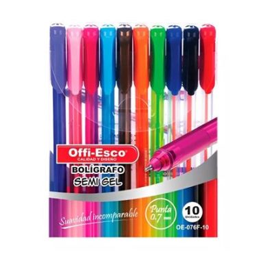 Bolígrafo Semi Gel X10 Unidades - Offi-Esco