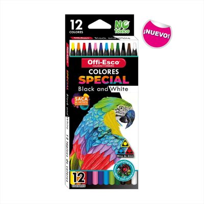 Colores Offiesco Special Black and White Triangulares x 12 colores Unicolor OE-131