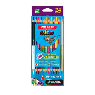 Colores Offiesco Triangulares Doble punta 12 lápices / 24 colores OE-142