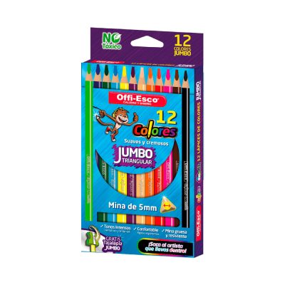 Colores Offiesco JUMBO Triangulares 12 Unds. Unicolor OE-144